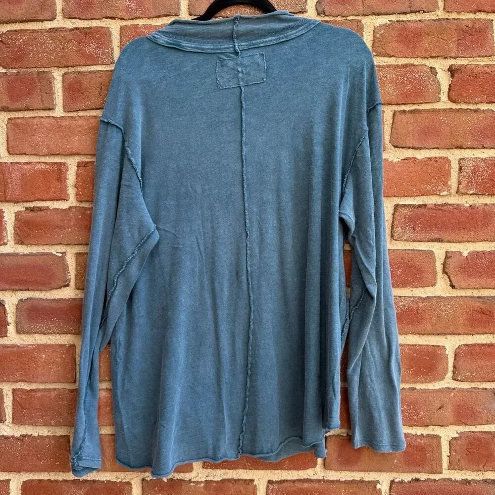 Free People We The Free Women’s Long Sleeve Regan Tee blue XL NEW